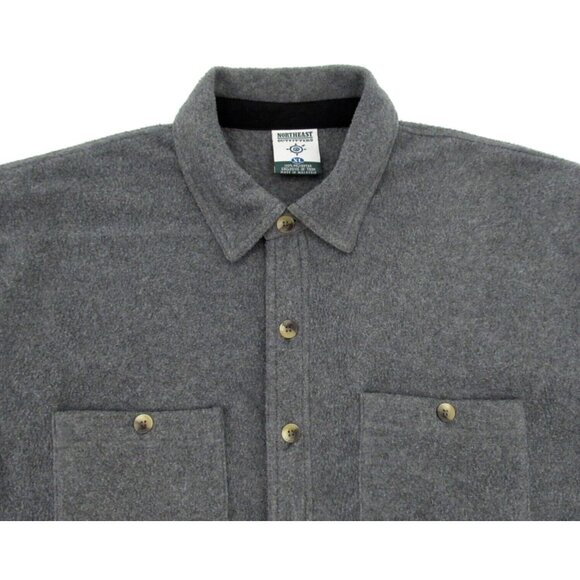 Vintage Northeast Outfitters Button Up Shirt Mens XL Gray Fleece Shacket - Picture 7 of 11